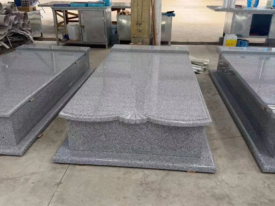 Cambodia Grey Granite Ledger Slab & Bases Supplier
